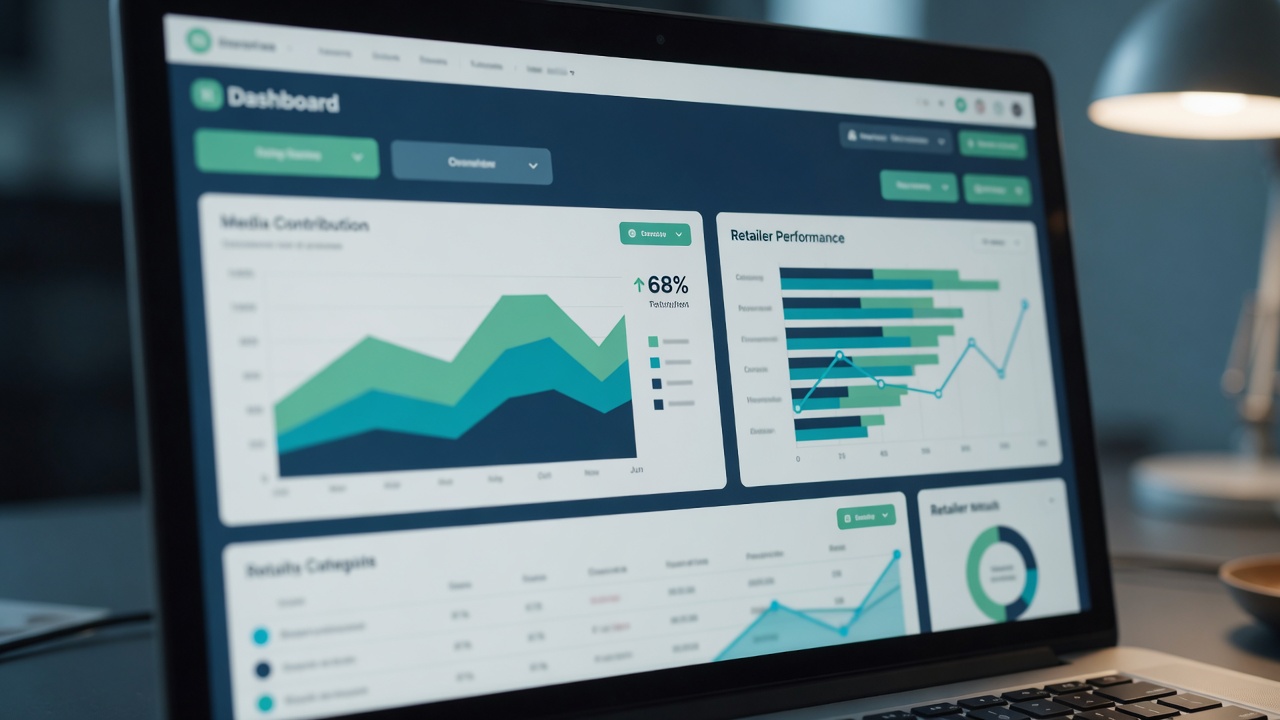 Insights analytics dashboard measuring commerce outcomes across retailers